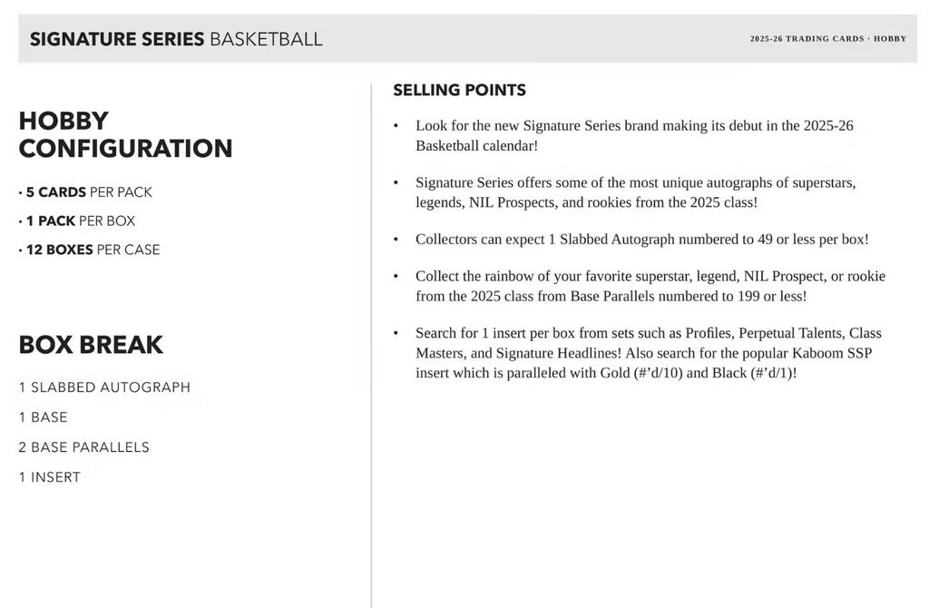 2025/26 Panini Signature Series Basketball